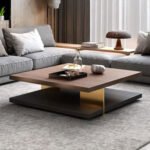 Walnut Square Pedestal Coffee Table